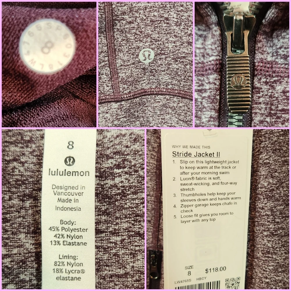 Lululemon Stride Jacket II - Heathered Black Cherry - Picture 3 of 6
